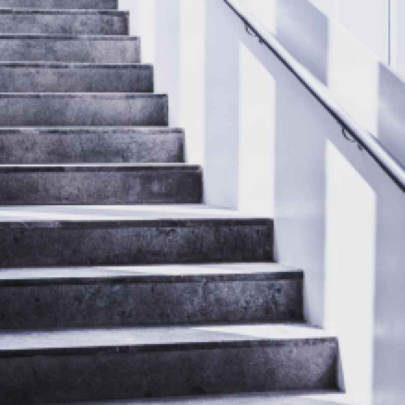 stairs grayscale photography