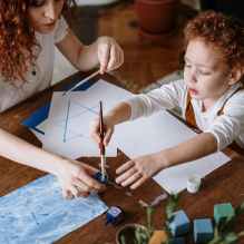 mother and son drawing